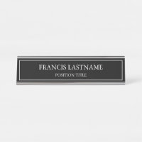 Classic Black and White Desk Name Plate