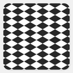 Classic Black and White Diamond Pattern Square Sticker