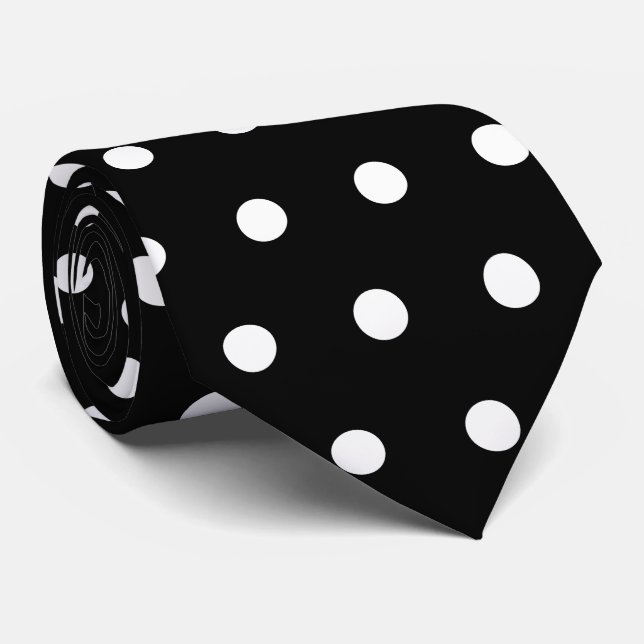 Classic Black and White dots seamless pattern Tie (Rolled)