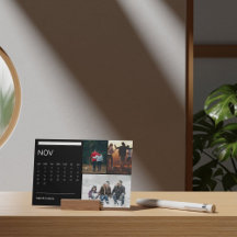 Classic Black And White Easel Calendar Nov 2026