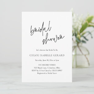 Classic Black and White Elegant Bridal Shower Invitation