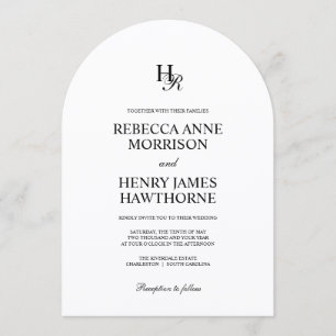 Classic Black and White Elegant Minimalist Wedding Invitation