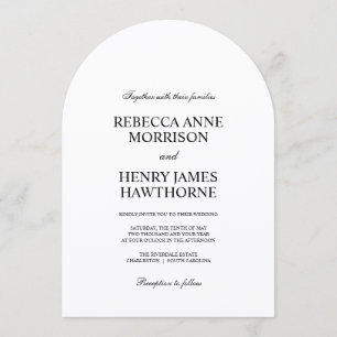 Classic Black and White Elegant Minimalist Wedding Invitation