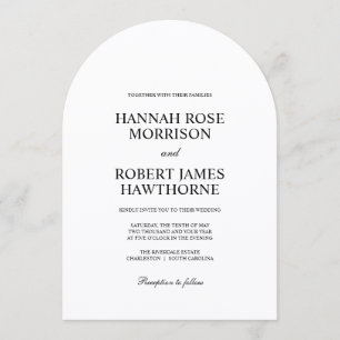 Classic Black and White Elegant Minimalist Wedding Invitation