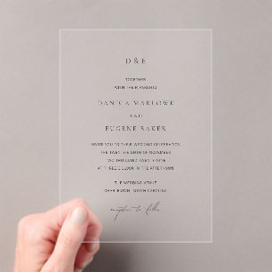 Classic Black and White Elegant Wedding Acrylic Invitations