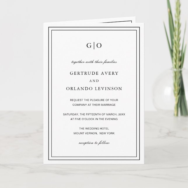 Classic Black and White Elegant Wedding Invitation (Front)