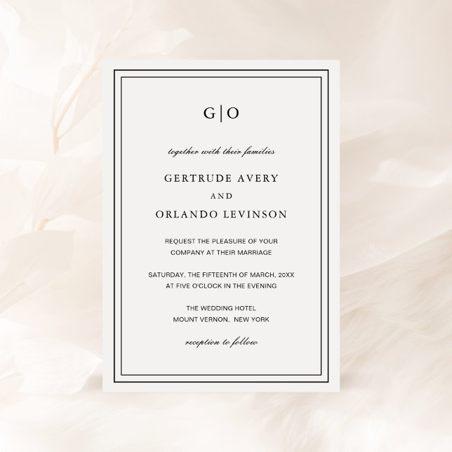 Classic Black and White Elegant Wedding Invitation (Creator Uploaded)