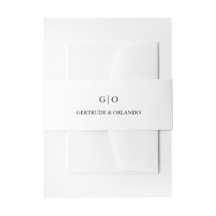 Classic Black and White Elegant Wedding Invitation Belly Band