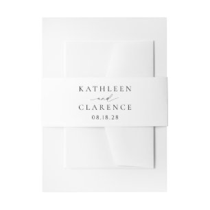 Classic Black and White Elegant Wedding Invitation Belly Band