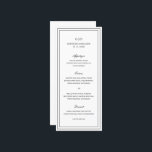 Classic Black and White Elegant Wedding Menu<br><div class="desc">Classic black and white wedding menu featuring a simple and minimal design with your monogram, names and wedding date at the top along with your menu surrounded by a double border. The fonts alternate between and elegant script, a traditional serif and minimalist sans serif fonts. This menu is great for...</div>