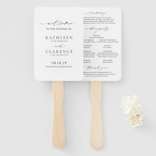 Classic Black and White Elegant Wedding Program Hand Fan