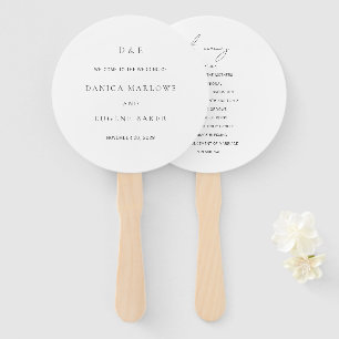 Classic Black and White Elegant Wedding Program Hand Fan