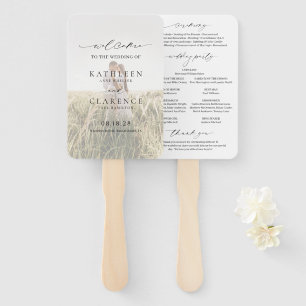 Classic Black and White Elegant Wedding Program Hand Fan