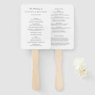 Classic Black and White Elegant Wedding Program Hand Fan
