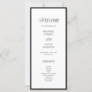 Classic Black and White Elegant Wedding Programs