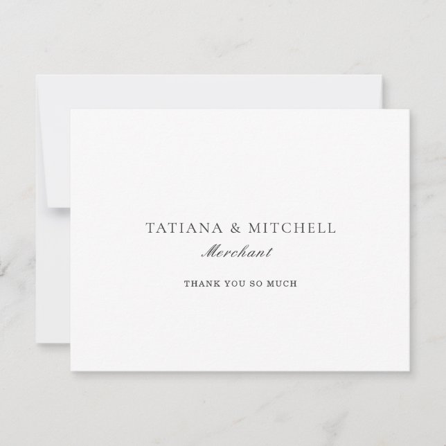 Classic Black and White Elegant Wedding Thank You Card (Front)