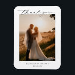 Classic Black and White Elegant Wedding Thank You Magnet<br><div class="desc">Classic style wedding thank you magnet favours with a simple and minimal black and white design with a combination of traditional serif fonts and an elegant script along with your date in a large format for a modern touch along with your favourite photo. This elegant design is great for a...</div>
