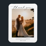 Classic Black and White Elegant Wedding Thank You Magnet<br><div class="desc">Classic style wedding thank you magnet favours with a simple and minimal black and white design with a combination of traditional serif fonts and an elegant script along with your date in a large format for a modern touch along with your favourite photo. This elegant design is great for a...</div>
