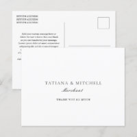 Classic Black and White Elegant Wedding Thank You