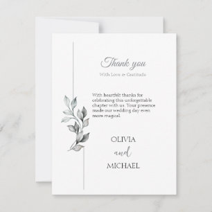 Classic Black and White Foliage Wedding Thank You Card