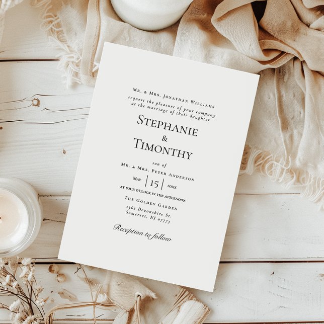 Classic Black and White Formal Elegant Wedding Invitation (Step into timeless elegance with this beautifully crafted wedding invitation.)