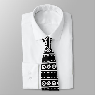 Classic Black and White Geometric Pattern Party Tie