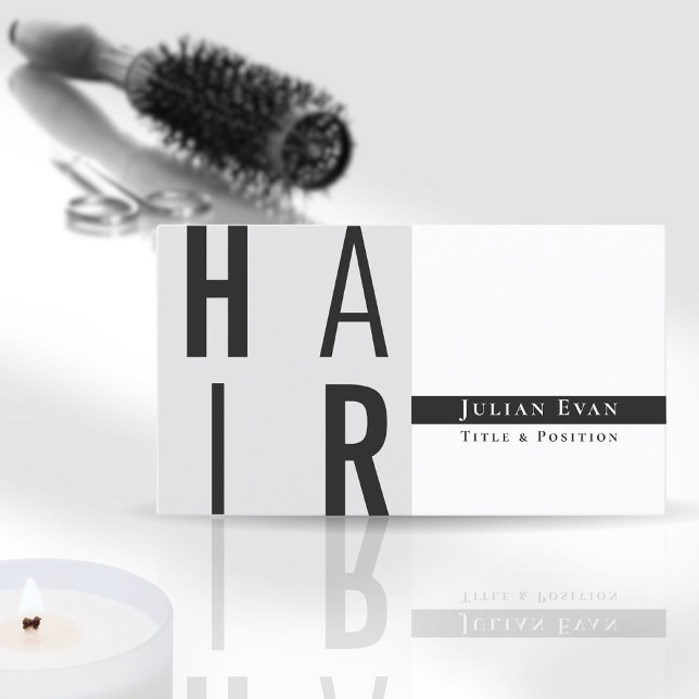 Classic Black and White Hair Stylist Business Card (Creator Uploaded)