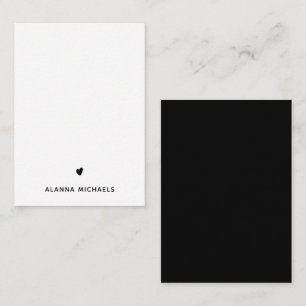 Classic Black and White Heart and Name Card
