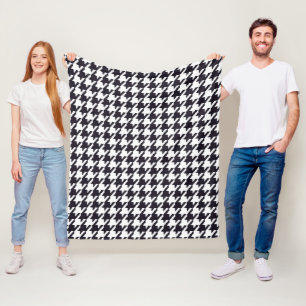 Classic Black and White Houndstooth Fleece Blanket