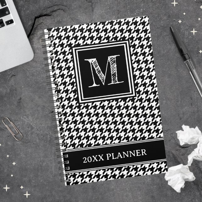 Classic Black and White Houndstooth Monogram Planner (Creator Uploaded)