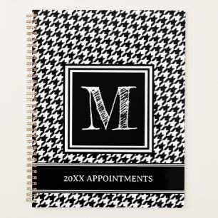 Classic Black and White Houndstooth Monogrammed Planner