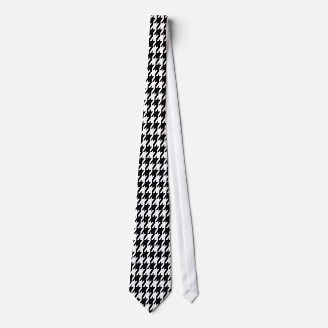 Classic Black and White Houndstooth  Tie (Front)