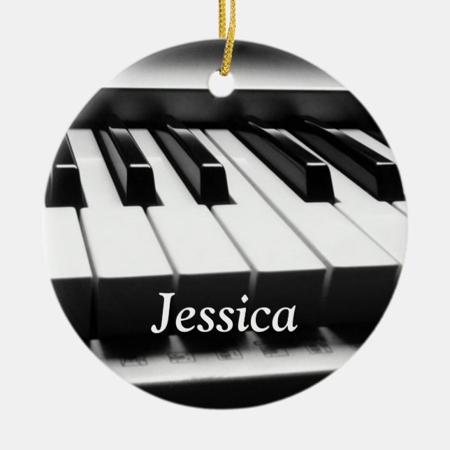 Classic Black and White Keyboard Ceramic Tree Decoration (Front)