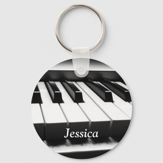 Classic Black and White Keyboard Key Ring (Front)