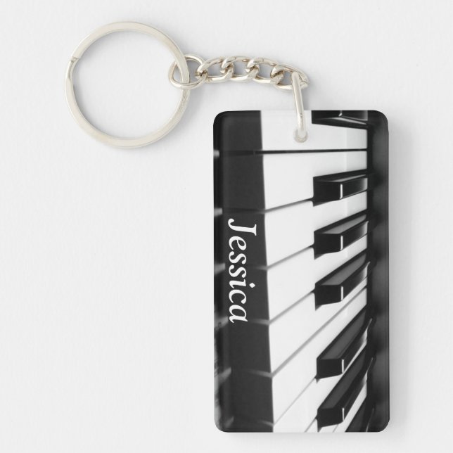 Classic Black and White Keyboard Key Ring (Front)