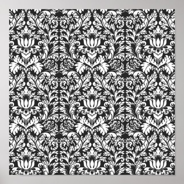 Classic Black and White Lace Pattern Poster (Front)
