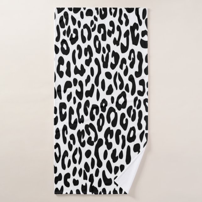 Classic Black and White Leopard Print Bath Towel (Bath Towel)