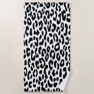 Classic Black and White Leopard Print Beach Towel