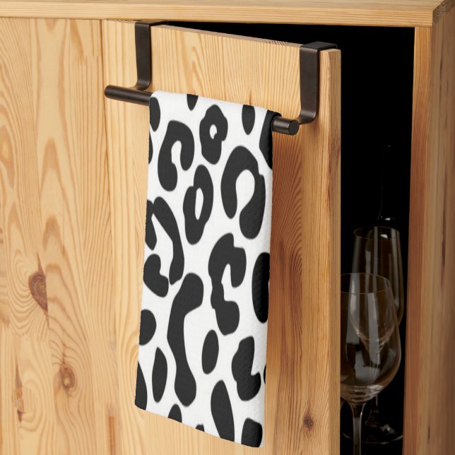 Classic Black and White Leopard Print Tea Towel (Thirds Fold)