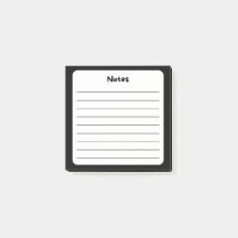 Classic Black and White Lined Sticky Note Pad 