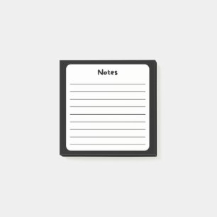Classic Black and White Lined Sticky Note Pad 