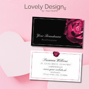 Classic Black and White Lovely Red Rose Simple Business Card