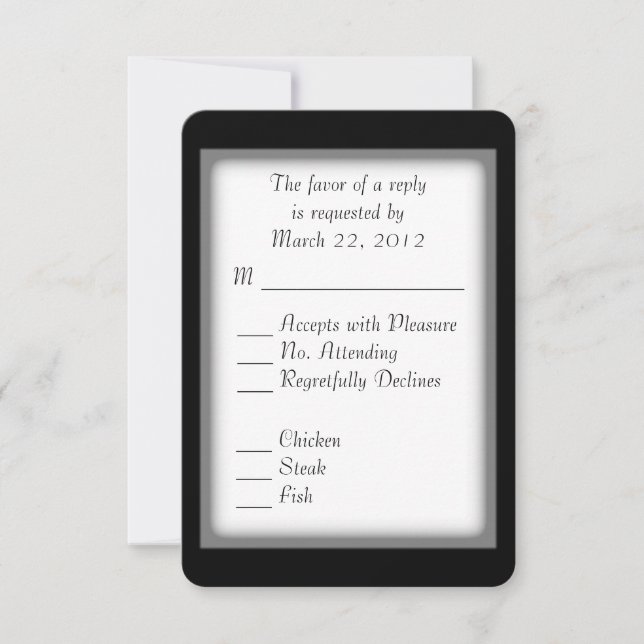 Classic Black and White Menu Choice RSVP (Front)