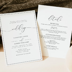 Classic Black and White Minimalist Wedding Invitation