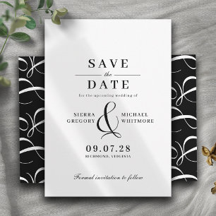 Classic Black and White Modern Vintage Typography Save The Date