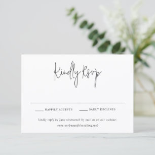 Classic Black and White Modern Wedding RSVP Card