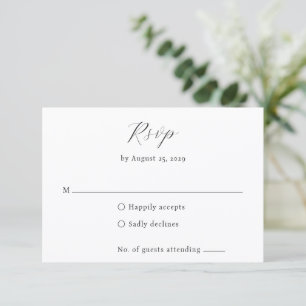 Classic Black and White Monogram Elegant Wedding RSVP Card