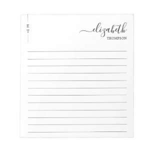 Classic Black and White Monogram Simple Notepad
