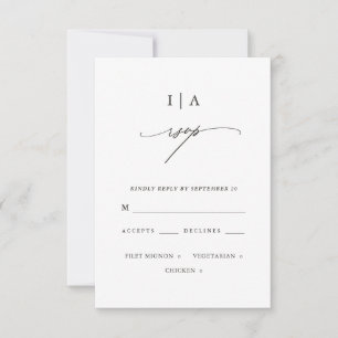 Classic Black and White Monogram Wedding Rsvp Card