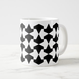 Classic Black and White Muslim Mamluks Pattern Large Coffee Mug